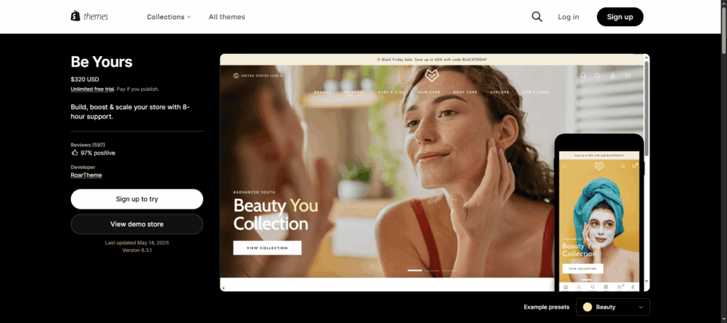 Best Shopify Premium Themes - Be Yours