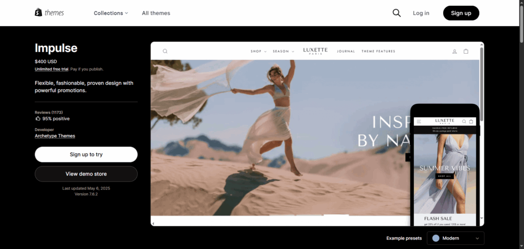 Best Shopify Premium Themes - Impulse