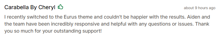 Happy reviews about the supports coming from PAID Shopify themes
