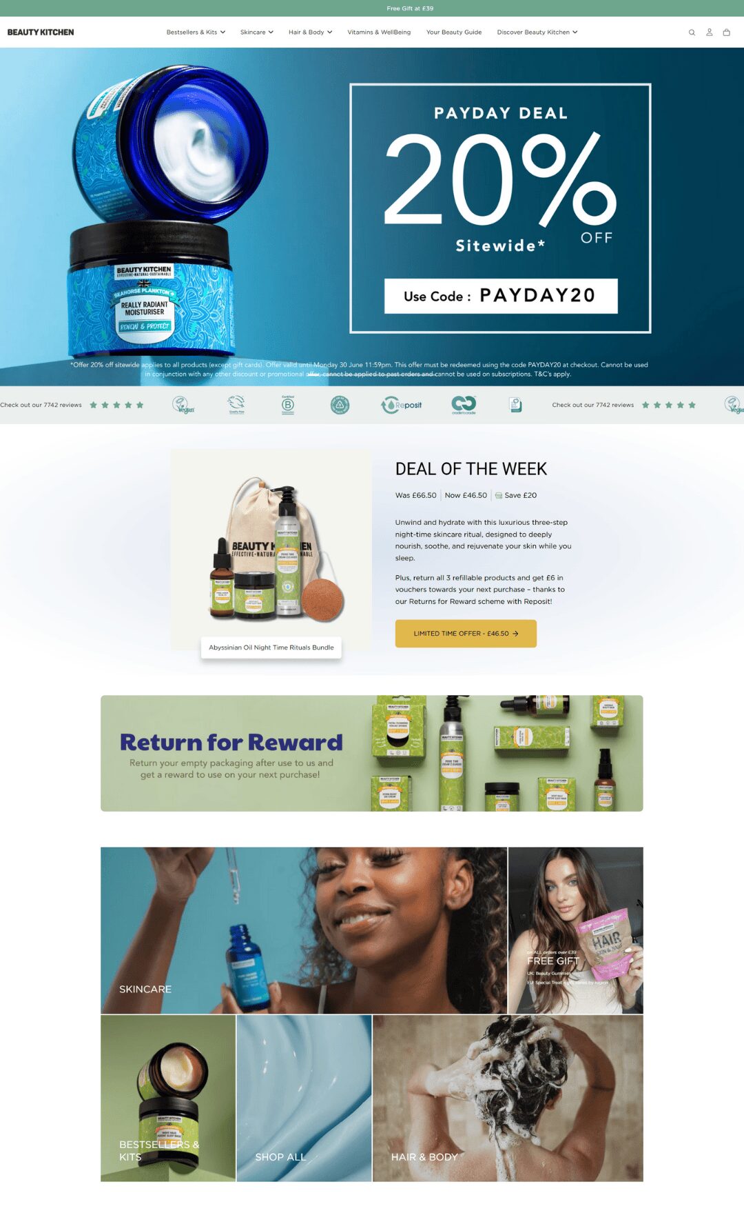 Beauty kitchen showcase using Eurus Theme