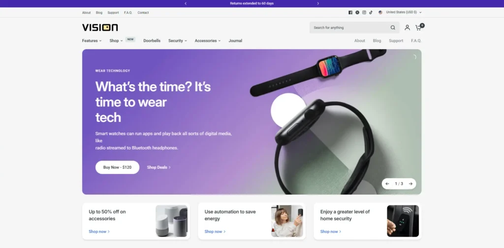 Vision theme Best Shopify theme for Multiple products