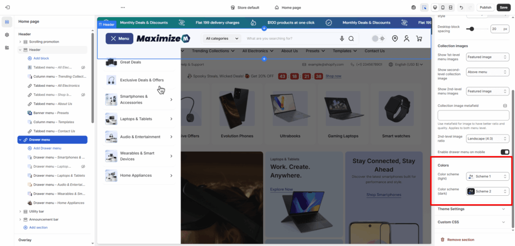 Maximize Theme 1.1.0 drawer menu