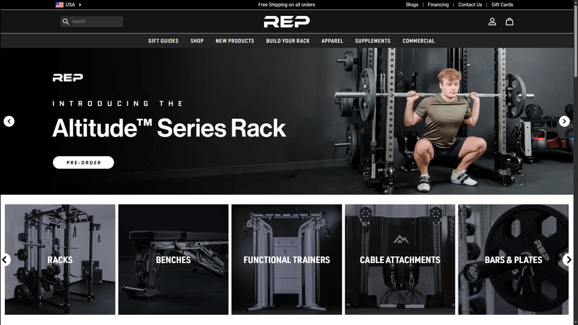 Best Shopify fitness stores example - Rep Fitness