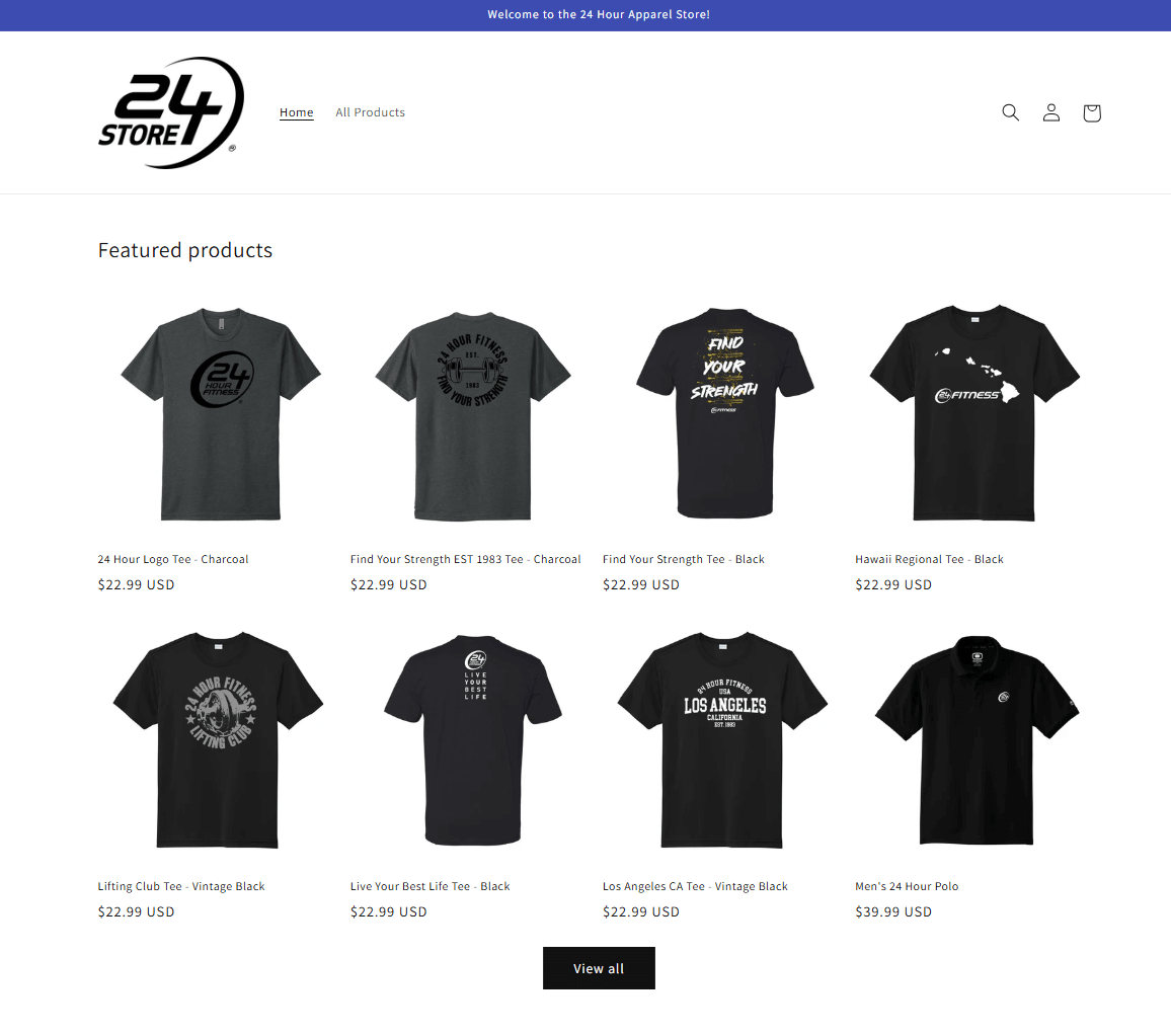 Best Shopify fitness stores example - 24 Hour Fitness