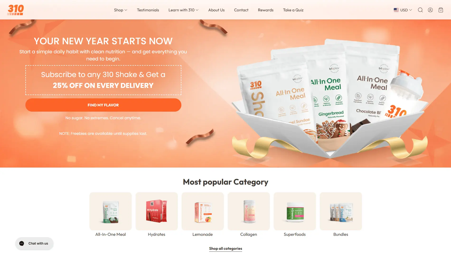 Best Shopify fitness stores example - 310 Nutrition