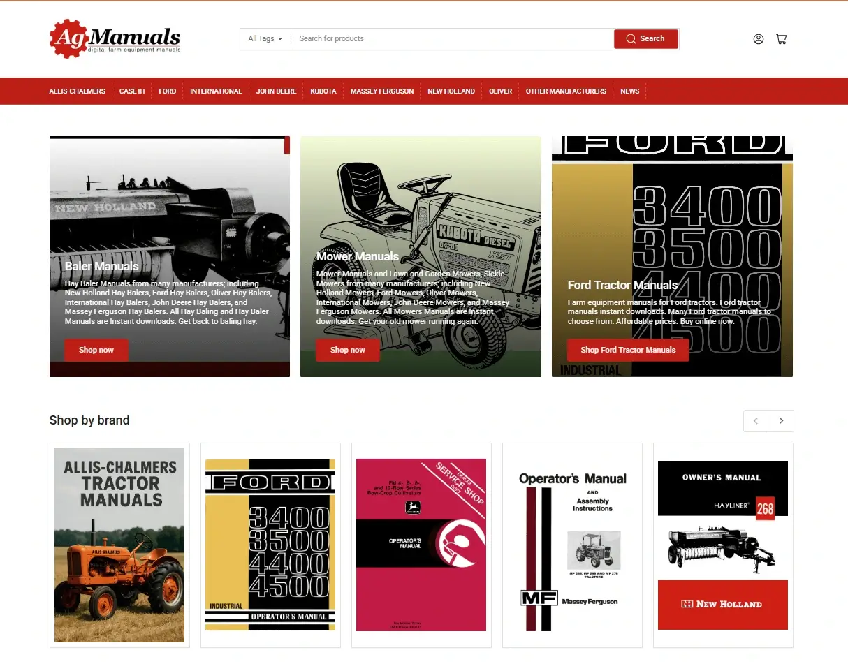 Shopify stores selling digital products - AG Manuals