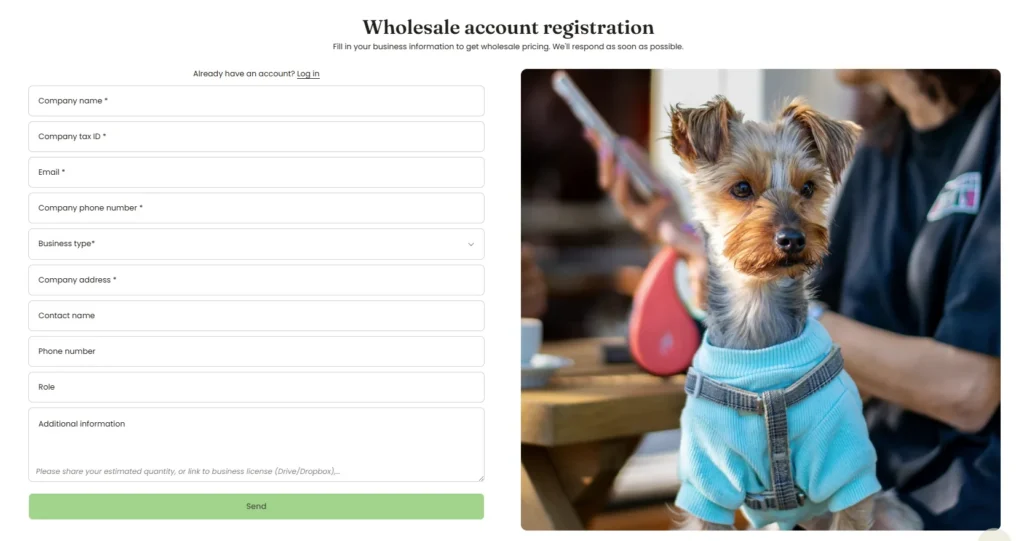 b2b registration form