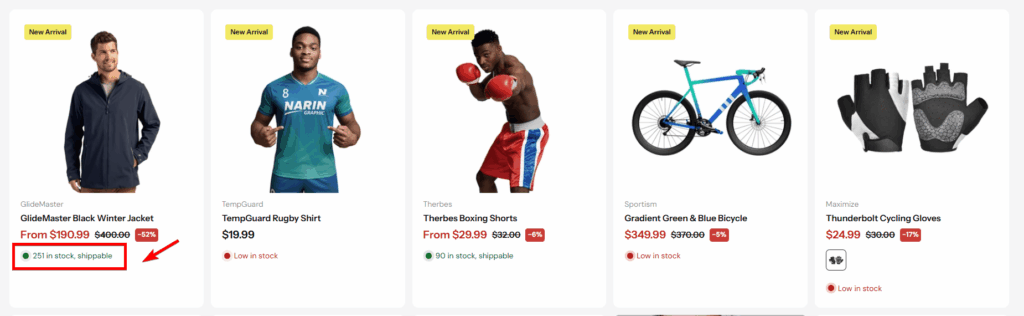 Maximize Theme - the best Shopify theme for B2B: Transparency in inventory