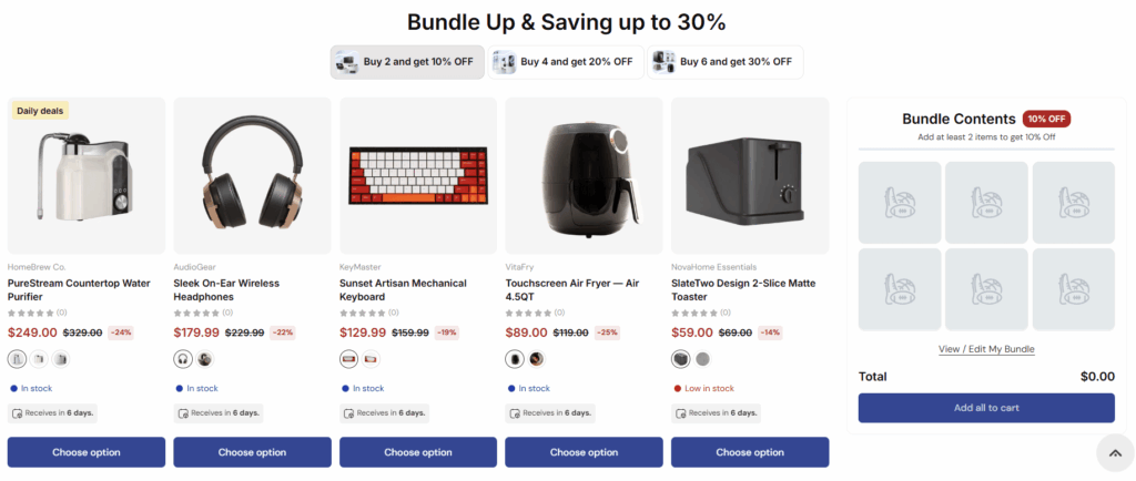 Maximize Theme - the best Shopify theme for B2B: Product bundle feature