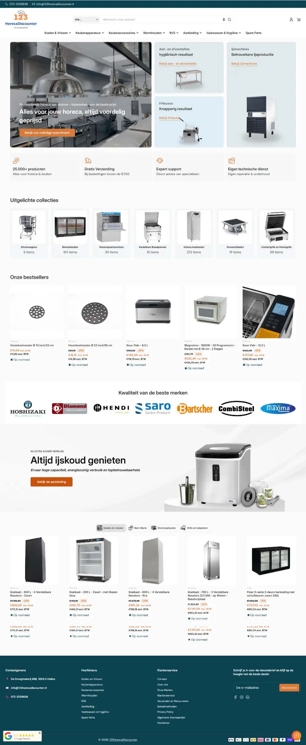 123HorecaDiscounter – Goedkope Horeca Apparatuur Snelle Levering
