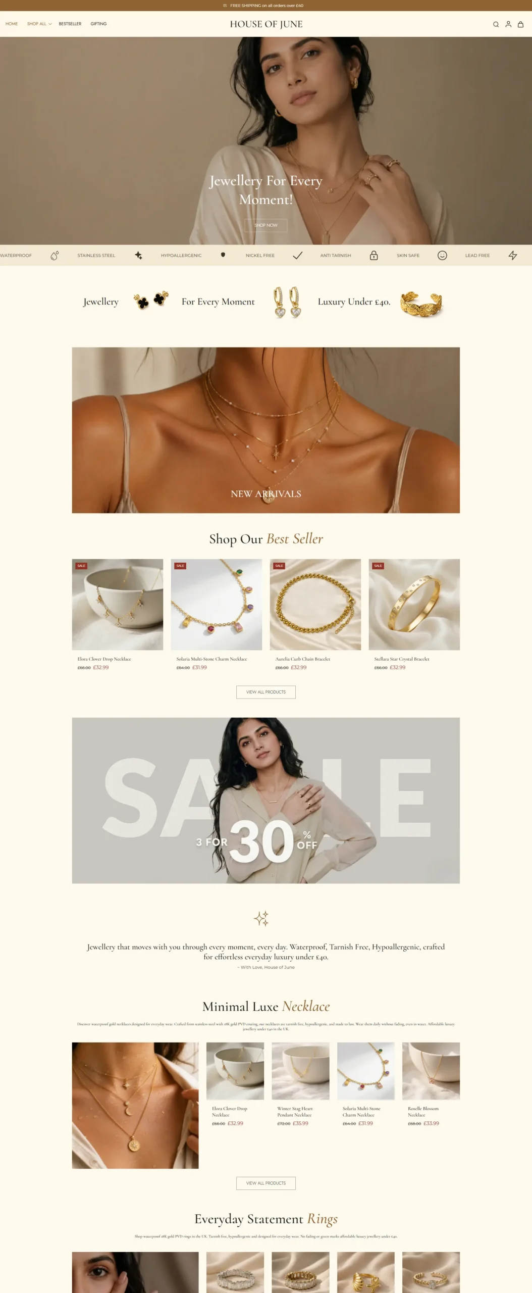 HOUSE OF JUNE Waterproof Anti Tarnish Jewellery Under 40 – House of June scaled