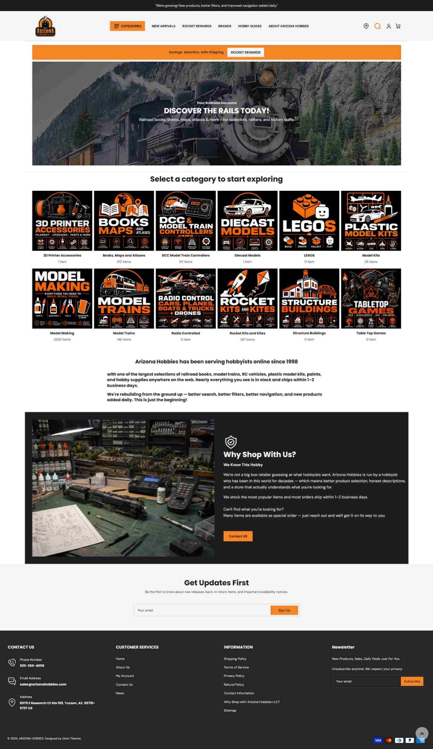 Arizona Hobbies showcase using Maximize Theme