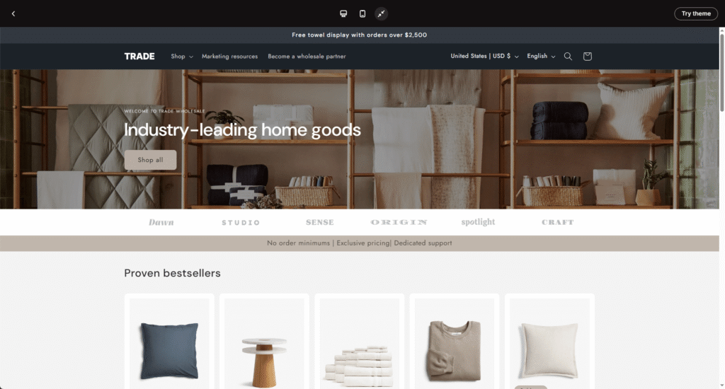 Trade Shopify Theme on the Shopify Theme Store