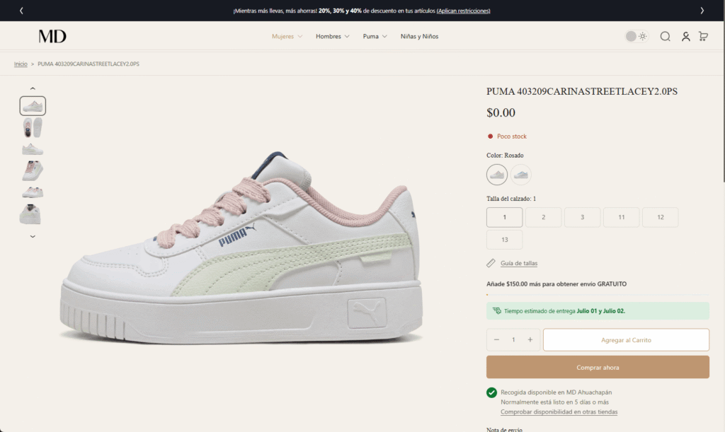 Tiendas MD Product page