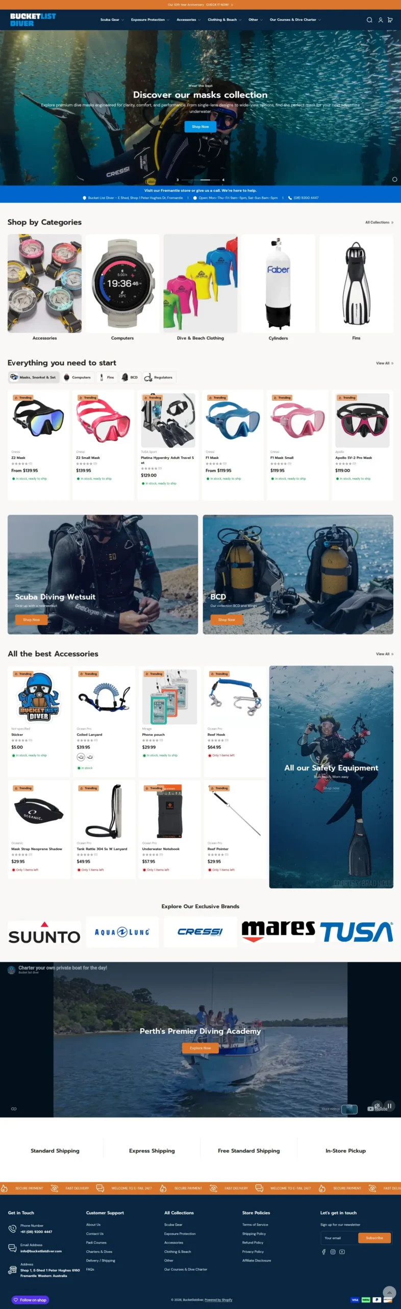 Bucket List Diver showcase using the Maximize theme