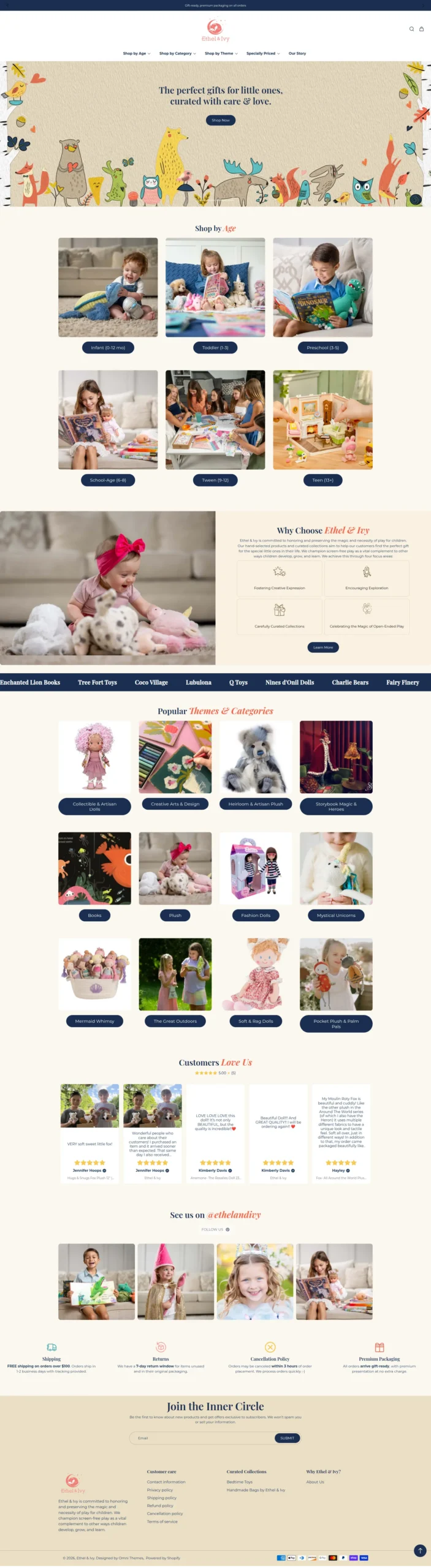 Ethel & Ivy showcase using the Eurus theme