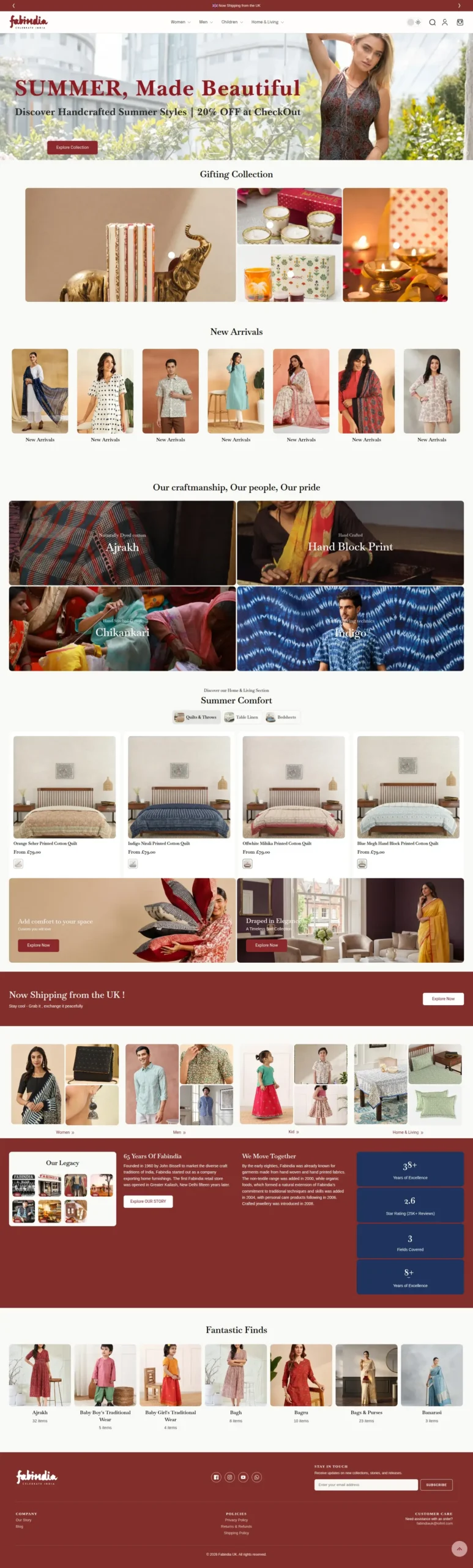 Fabindia showcase using the Maximize theme