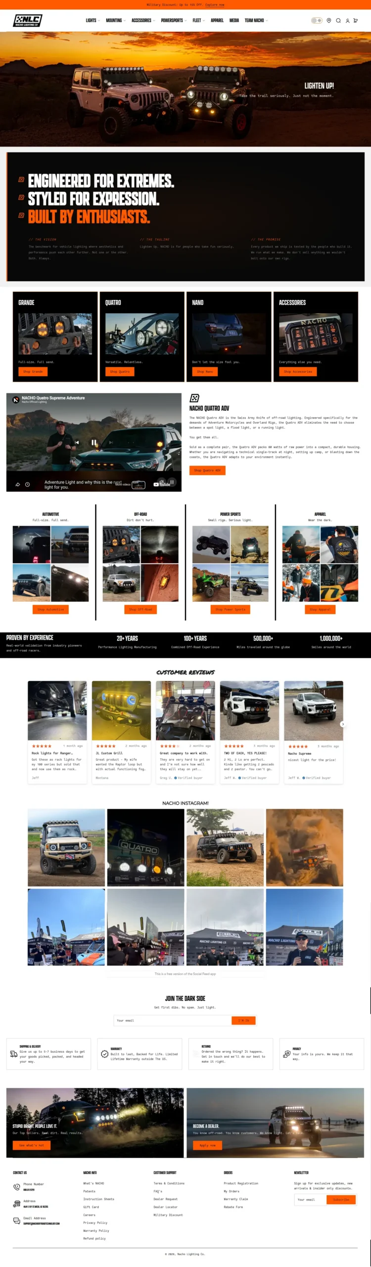 NACHO Lighting Co. showcase using the Maximize theme
