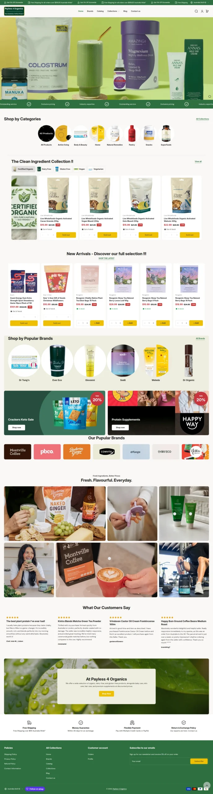 Payless4organics showcase using the Maximize theme