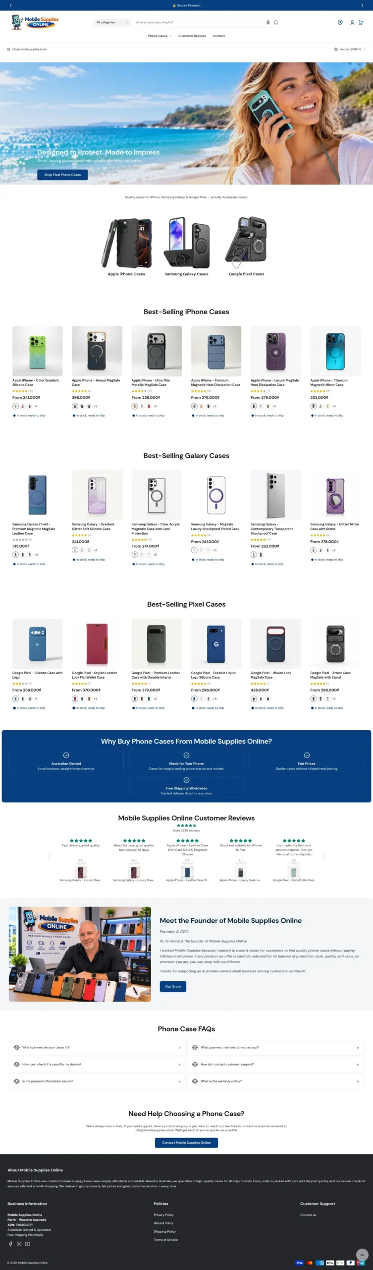 Mobilesupplies showcase using Maximize theme