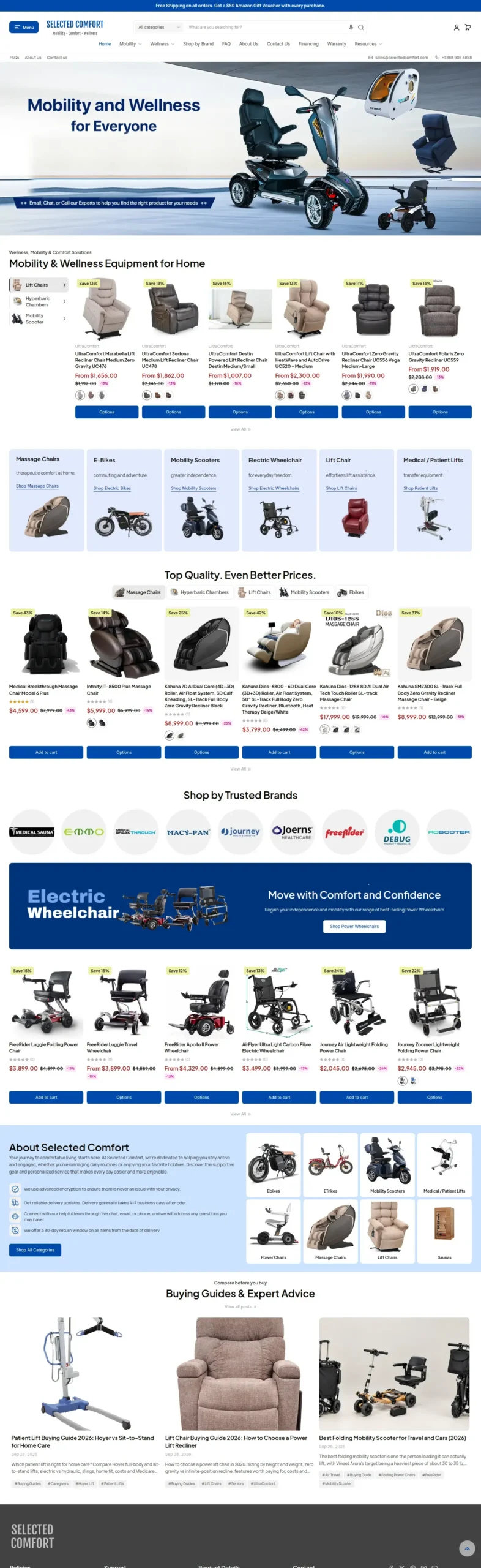 Selected Comfort showcase using the Maximize theme