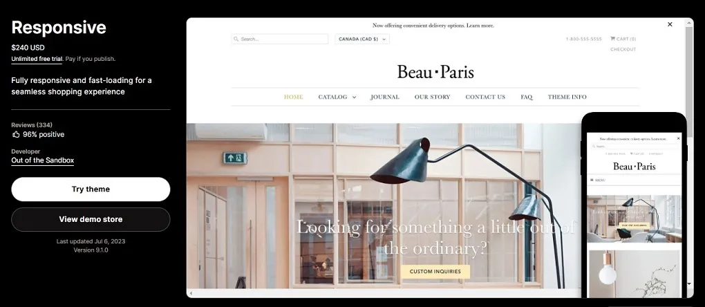 Responsive shopify theme