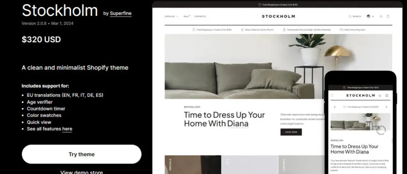 Stockholm Shopify theme