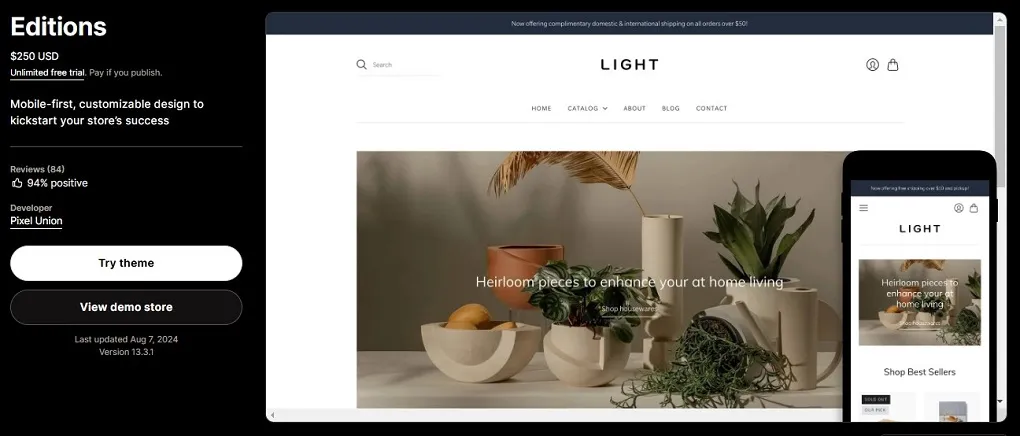Editions shopify theme